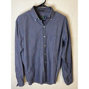 Vintage Alexander Julian Colours Mens Large Blue Plaid Long Sleeve Dress Shirt